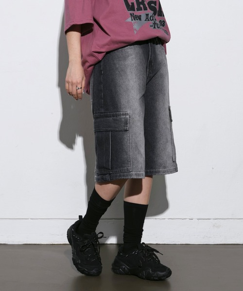 FOLLOWIN（フォロウィン）の「[UNISEX] [Short/Regularサイズ] ウォッシングVINTAGEカーゴバミューダパンツ（デニムパンツ・レディース・ブラック/ブルー・S-Short/M-Short/L-Short/S-Regular/M-Regular/L-Regular）」の18枚目の写真