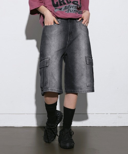 FOLLOWIN（フォロウィン）の「[UNISEX] [Short/Regularサイズ] ウォッシングVINTAGEカーゴバミューダパンツ（デニムパンツ・レディース・ブラック/ブルー・S-Short/M-Short/L-Short/S-Regular/M-Regular/L-Regular）」の19枚目の写真