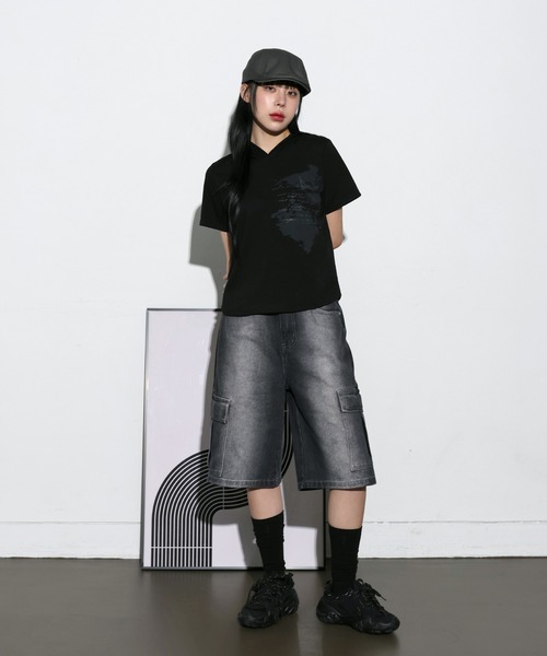 FOLLOWIN（フォロウィン）の「[UNISEX] [Short/Regularサイズ] ウォッシングVINTAGEカーゴバミューダパンツ（デニムパンツ・レディース・ブラック/ブルー・S-Short/M-Short/L-Short/S-Regular/M-Regular/L-Regular）」の21枚目の写真
