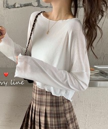 クロップド丈 メッシュシアートップス