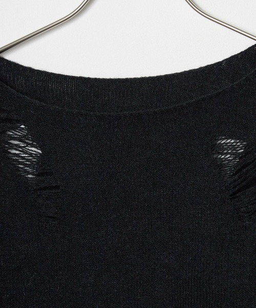 Chick(チック)の「▲Damage Knit / ダメージニット(Tシャツ/カットソー・レディース・ブラック・M/L/XL)」の8枚目の写真