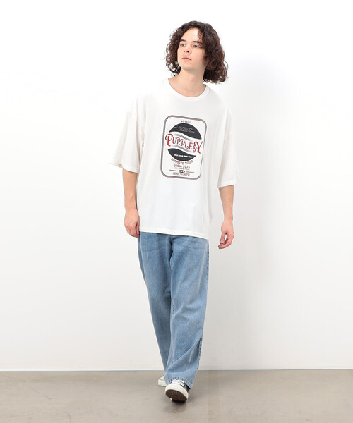 Purple&Yellow(パープルアンドイエロー)の「フロスト加工プリントTシャツ(Tシャツ/カットソー・メンズ・オレンジ/グリーン/ブラック/ホワイト・SMALL/MEDIUM/LARGE)」の6枚目の写真