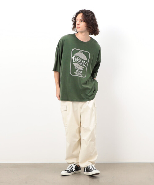 Purple&Yellow(パープルアンドイエロー)の「フロスト加工プリントTシャツ(Tシャツ/カットソー・メンズ・オレンジ/グリーン/ブラック/ホワイト・SMALL/MEDIUM/LARGE)」の19枚目の写真