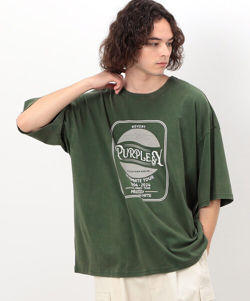 Purple&Yellow(パープルアンドイエロー)の「フロスト加工プリントTシャツ(Tシャツ/カットソー・メンズ・オレンジ/グリーン/ブラック/ホワイト・SMALL/MEDIUM/LARGE)」の20枚目の写真