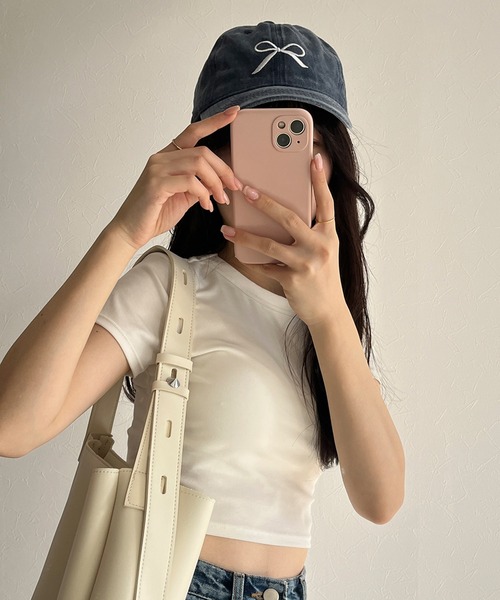 RiLi(リリ)の「ウォッシュリボンキャップ【RL】(キャップ・レディース・ベージュ/チャコールグレー/インディゴブルー・FREE)」の3枚目の写真