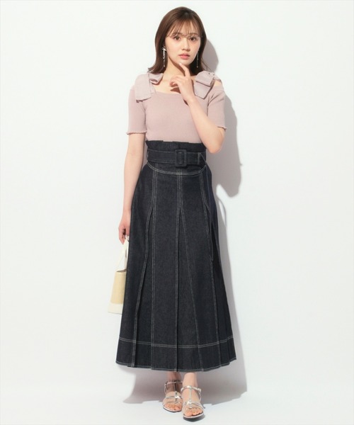 WILLSELECTION（ウィルセレクション）の「ハイウエストデニムスカート（デニムスカート・レディース・ネイビー・FREE）」の5枚目の写真