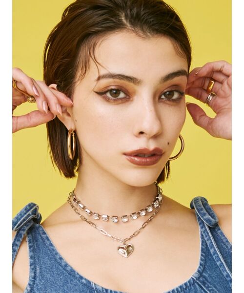 EVRIS（エヴリス）の「BLING CHOKER 2連ネックレス（ネックレス・レディース・シルバー/ゴールド・FREE）」の2枚目の写真
