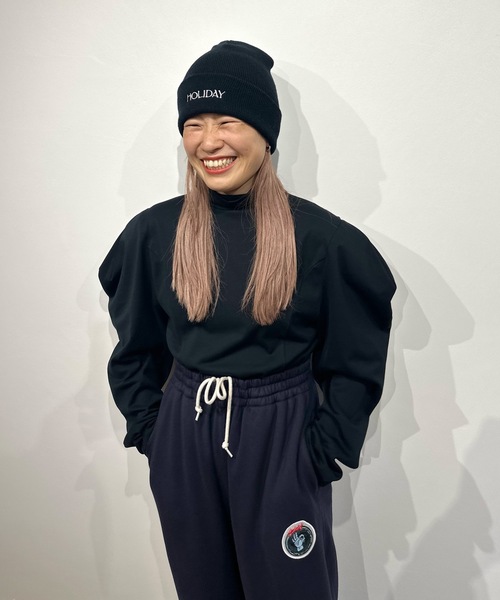 HOLIDAY（ホリデイ）の「KNIT CAP (HOLIDAY) ニットキャップ (ホリデイ)（ニットキャップ/ビーニー・レディース・ネイビー/オレンジ/ブラック・ONE SIZE）」の9枚目の写真