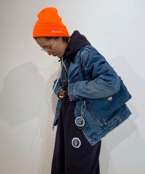 HOLIDAY（ホリデイ）の「KNIT CAP (HOLIDAY) ニットキャップ (ホリデイ)（ニットキャップ/ビーニー・レディース・ネイビー/オレンジ/ブラック・ONE SIZE）」の13枚目の写真