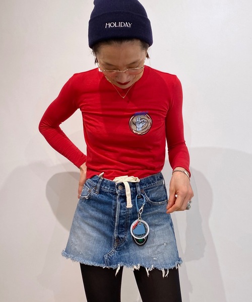 HOLIDAY（ホリデイ）の「KNIT CAP (HOLIDAY) ニットキャップ (ホリデイ)（ニットキャップ/ビーニー・レディース・ネイビー/オレンジ/ブラック・ONE SIZE）」の11枚目の写真