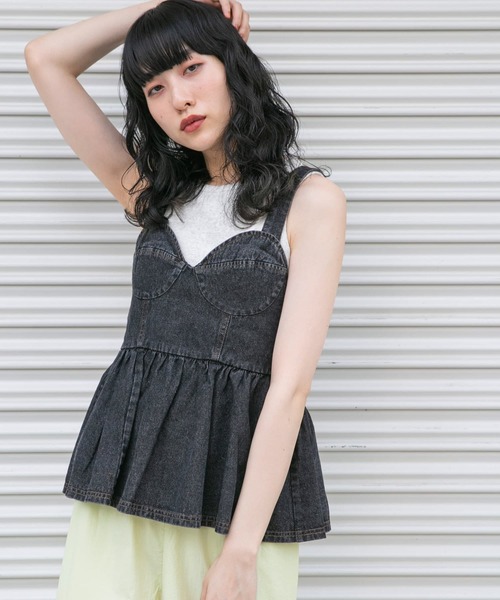 KBF（ケイビーエフ）の「デニムビスチェ（ベスト・レディース・ブラック/ブルー・ONE）」の2枚目の写真