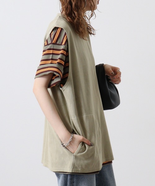 BIG MIKE(ビッグマイク)の「BIGMIKE VEST ピグメント鹿の子 ベスト(ベスト・メンズ・ブラック/オリーブ・M/XL/L)」の5枚目の写真