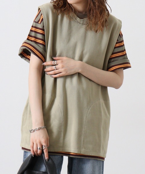 BIG MIKE(ビッグマイク)の「BIGMIKE VEST ピグメント鹿の子 ベスト(ベスト・メンズ・ブラック/オリーブ・M/XL/L)」の3枚目の写真