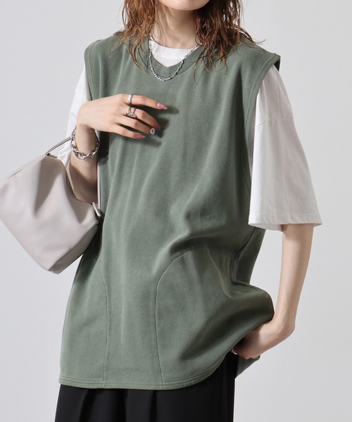 BIG MIKE(ビッグマイク)の「BIGMIKE VEST ピグメント鹿の子 ベスト(ベスト・メンズ・ブラック/オリーブ・M/XL/L)」の9枚目の写真