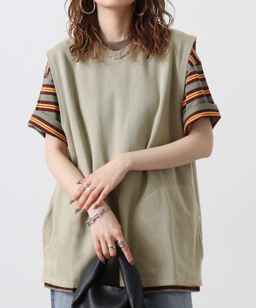BIG MIKE(ビッグマイク)の「BIGMIKE VEST ピグメント鹿の子 ベスト(ベスト・メンズ・ブラック/オリーブ・M/XL/L)」の20枚目の写真