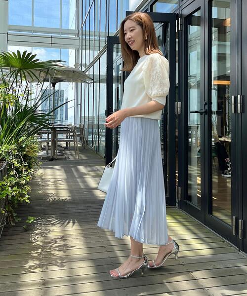 couture brooch(クチュールブローチ)の「◆【接触冷感/UVケア/洗える】オーガンレース袖ニット(ニット/セーター・レディース・アイボリー/ブラック/ライトグレー/ベージュ・36/38/42)」の12枚目の写真