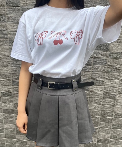 fiere(フィエール)の「リボン×チェリー半袖Tシャツ(Tシャツ/カットソー・レディース・ホワイト・M/L)」の5枚目の写真