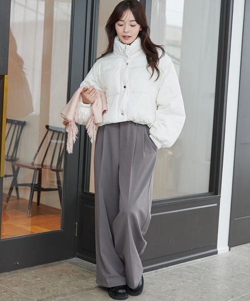 WEGO（ウィゴー）の「WEGO/パディングショートブルゾン（ダウンジャケット/コート・レディース・ホワイト/ブラック・FREE）」の14枚目の写真