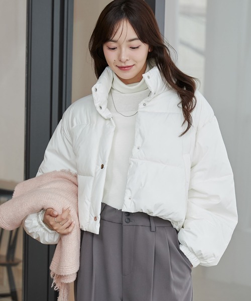 WEGO（ウィゴー）の「WEGO/パディングショートブルゾン（ダウンジャケット/コート・レディース・ホワイト/ブラック・FREE）」の19枚目の写真