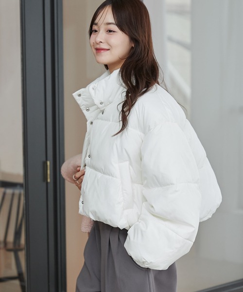 WEGO（ウィゴー）の「WEGO/パディングショートブルゾン（ダウンジャケット/コート・レディース・ホワイト/ブラック・FREE）」の20枚目の写真