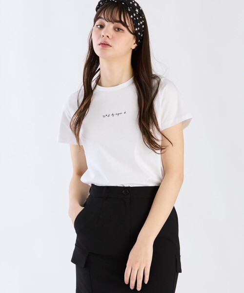 To b. by agnes b.(トゥービーバイアニエスベー)の「ミニロゴ コットン 半袖 Tシャツ(Tシャツ/カットソー・レディース・ホワイト・38/40)」の3枚目の写真