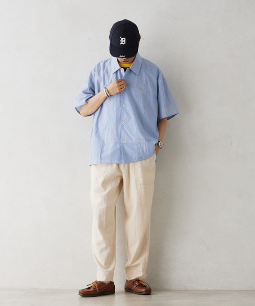 JOURNAL STANDARD relume(ジャーナルスタンダード レリューム)の「INDIA SHIRTINGS ストライプレギュラーカラーシャツ(シャツ/ブラウス・メンズ・ブルー/ホワイト・LARGE/MEDIUM)」の4枚目の写真