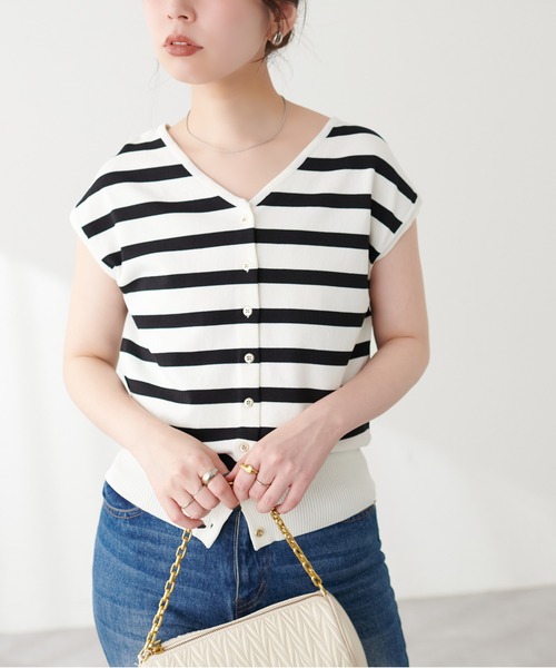 natural couture(ナチュラルクチュール)の「UV&接触冷感金釦Vニット(キャミソール・レディース・ピンク/ベージュ/その他1/オフホワイト/ブルー/グレイッシュベージュ/ブラック・FREE)」の19枚目の写真