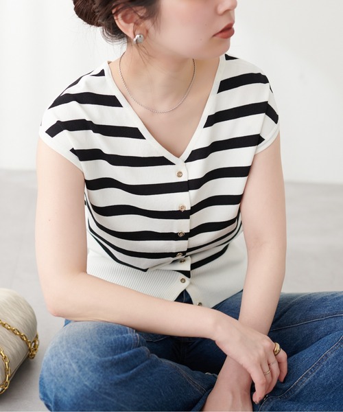 natural couture(ナチュラルクチュール)の「UV&接触冷感金釦Vニット(キャミソール・レディース・ピンク/ベージュ/その他1/オフホワイト/ブルー/グレイッシュベージュ/ブラック・FREE)」の20枚目の写真