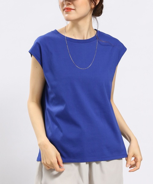 GLOBAL WORK Smile Seed Store（グローバルワーク スマイルシードストア）の「冷感Tシャツフレンチスリーブ/186244（タンクトップ・レディース・ベージュ/チャコール/オフホワイト/ブルー系その他5/ブラック・SMALL/MEDIUM/LARGE）」の5枚目の写真