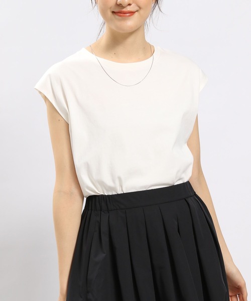 GLOBAL WORK Smile Seed Store（グローバルワーク スマイルシードストア）の「冷感Tシャツフレンチスリーブ/186244（タンクトップ・レディース・ベージュ/チャコール/オフホワイト/ブルー系その他5/ブラック・SMALL/MEDIUM/LARGE）」の9枚目の写真