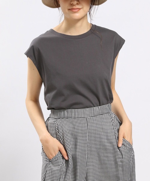 GLOBAL WORK Smile Seed Store（グローバルワーク スマイルシードストア）の「冷感Tシャツフレンチスリーブ/186244（タンクトップ・レディース・ベージュ/チャコール/オフホワイト/ブルー系その他5/ブラック・SMALL/MEDIUM/LARGE）」の21枚目の写真