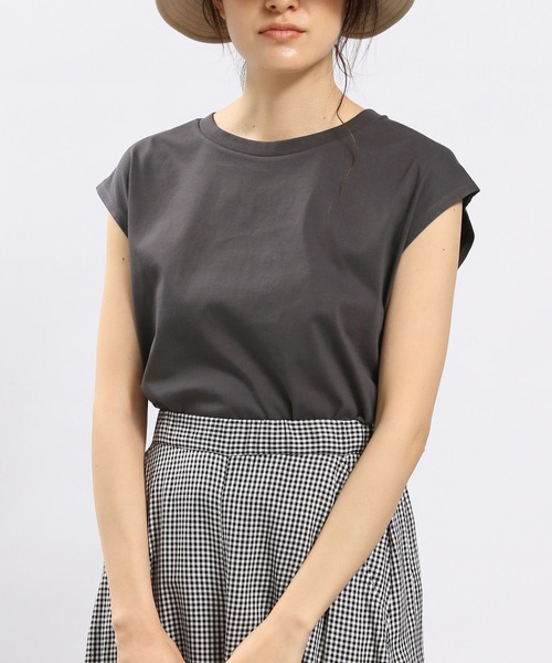 GLOBAL WORK Smile Seed Store（グローバルワーク スマイルシードストア）の「冷感Tシャツフレンチスリーブ/186244（タンクトップ・レディース・ベージュ/チャコール/オフホワイト/ブルー系その他5/ブラック・SMALL/MEDIUM/LARGE）」の20枚目の写真