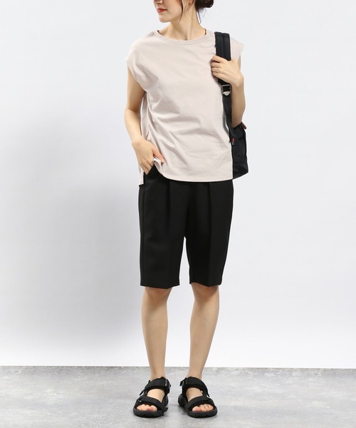 GLOBAL WORK Smile Seed Store（グローバルワーク スマイルシードストア）の「冷感Tシャツフレンチスリーブ/186244（タンクトップ・レディース・ベージュ/チャコール/オフホワイト/ブルー系その他5/ブラック・SMALL/MEDIUM/LARGE）」の17枚目の写真