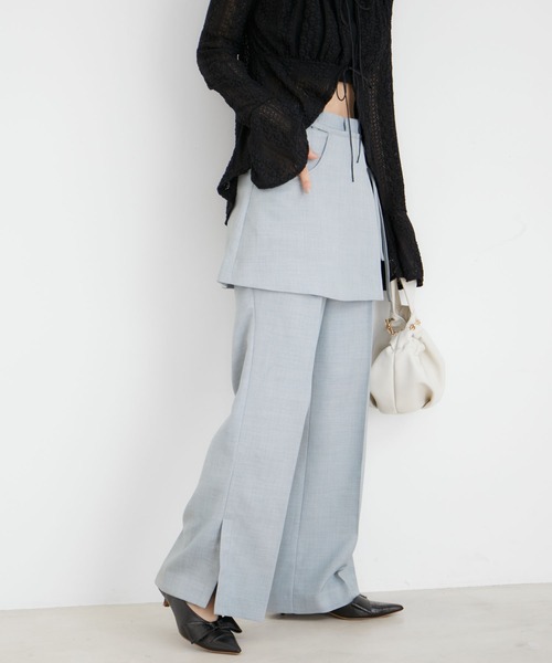 VIS(ビス)の「スカートレイヤードスラックス(スラックス・レディース・ブラウン系その他2/ホワイト系その他5/ブルー系その他4・M/S)」の6枚目の写真