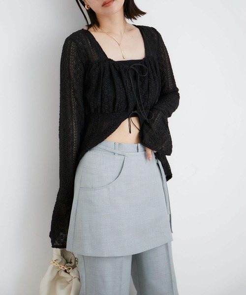 VIS(ビス)の「スカートレイヤードスラックス(スラックス・レディース・ブラウン系その他2/ホワイト系その他5/ブルー系その他4・M/S)」の5枚目の写真