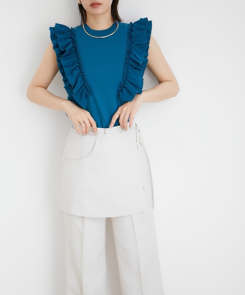 VIS(ビス)の「スカートレイヤードスラックス(スラックス・レディース・ブラウン系その他2/ホワイト系その他5/ブルー系その他4・M/S)」の4枚目の写真