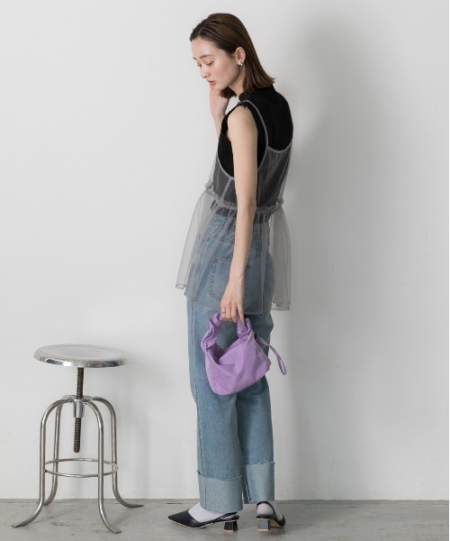 ad thie（アドティエ）の「前後2WAY チュールフレアビスチェ（キャミソール・レディース・ブラック/アイボリー/ライトグレー・FREE）」の8枚目の写真