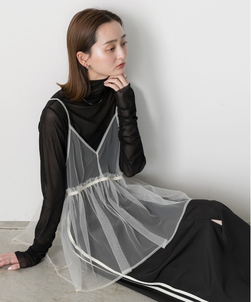 ad thie（アドティエ）の「前後2WAY チュールフレアビスチェ（キャミソール・レディース・ブラック/アイボリー/ライトグレー・FREE）」の22枚目の写真