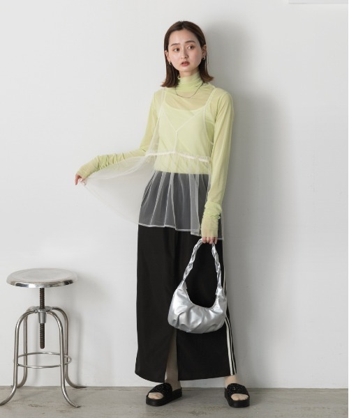 ad thie（アドティエ）の「前後2WAY チュールフレアビスチェ（キャミソール・レディース・ブラック/アイボリー/ライトグレー・FREE）」の21枚目の写真