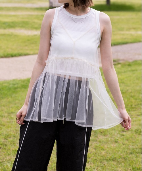 ad thie（アドティエ）の「前後2WAY チュールフレアビスチェ（キャミソール・レディース・ブラック/アイボリー/ライトグレー・FREE）」の18枚目の写真