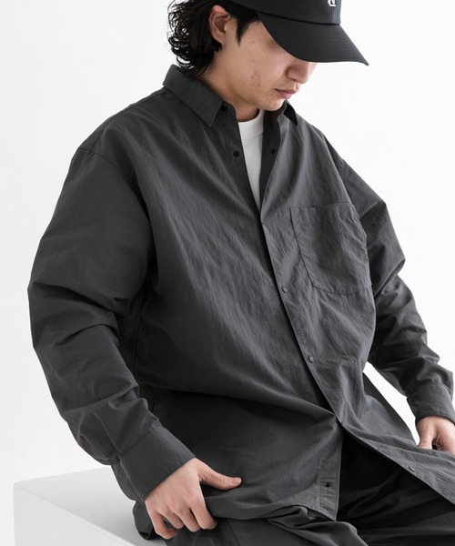 【最終値下げ】アーバンリサーチ　ナイロンタッサーロングスリーブシャツ　エカル セール】『UR TECH』『撥水/UVカット』ナイロンタッサーロング