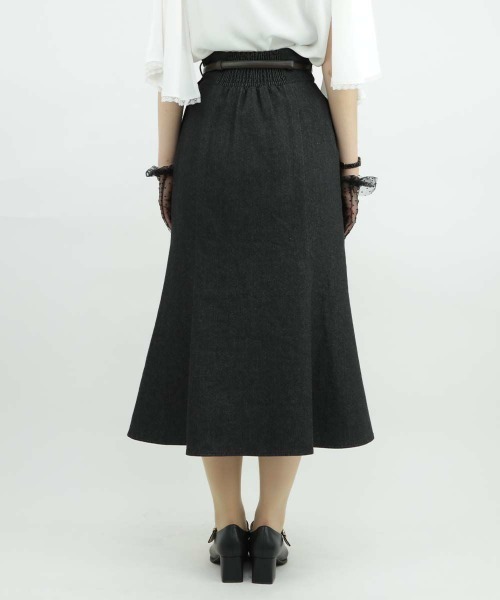 an another angelus(アンアナザーアンジェラス)の「【低身長向けサイズあり】ベルト付きハイウエストナローフレアースカート/ananotherangelus(スカート・レディース・ネイビー/グレー/ブラック・1/0)」の21枚目の写真