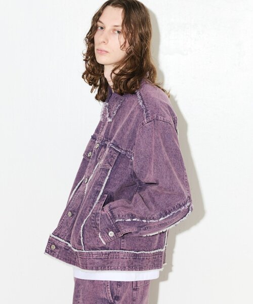 Lui's（ルイス）の「【Neucon/ニューコン】リビルドフリンジデザインデニムジャケット（ブルゾン・メンズ・パープル/ブラック・1/2）」の5枚目の写真
