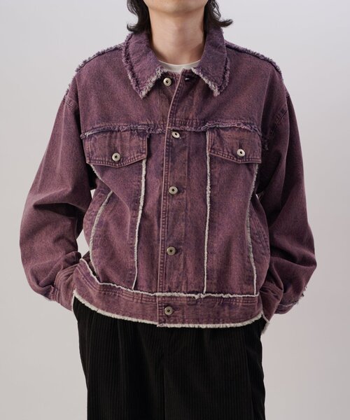 Lui's（ルイス）の「【Neucon/ニューコン】リビルドフリンジデザインデニムジャケット（ブルゾン・メンズ・パープル/ブラック・1/2）」の11枚目の写真