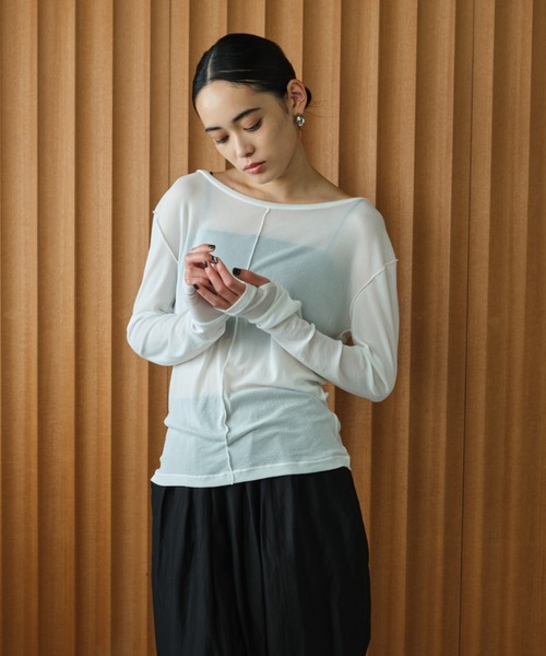 AIC.（エーアイシー）の「サムホールシアートップス（Tシャツ/カットソー・レディース・オフホワイト/チャコールグレー/ブラック・FREE）」の21枚目の写真