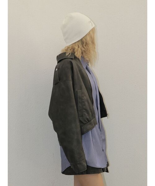 jouetie（ジュエティ）の「シングルZIPライダースブルゾン【セットアップ対応】フェイクレザー（ブルゾン・レディース・ブラック/ブラウン・MEDIUM）」の13枚目の写真