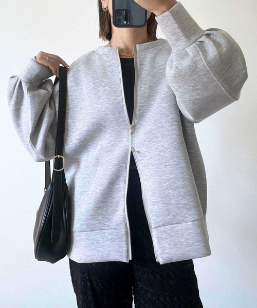 GeeRA（ジーラ）の「秋にぴったり。前後2WAYダブルジップダンボールスウェットブルゾン（ブルゾン・レディース・杢グレー/ブラック/アイボリー・MEDIUM/LARGE）」の20枚目の写真