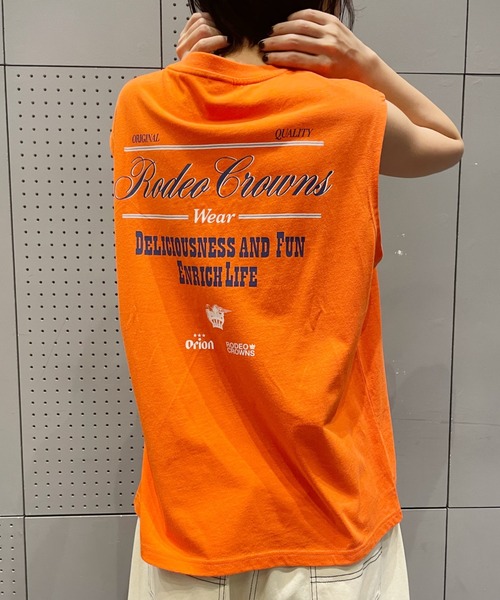 RODEO CROWNS WIDE BOWL(ロデオクラウンズワイドボウル)の「Orion Beer x RCSノースリーブトップス(タンクトップ・レディース・オフホワイト/ブラック/オレンジ・FREE)」の9枚目の写真