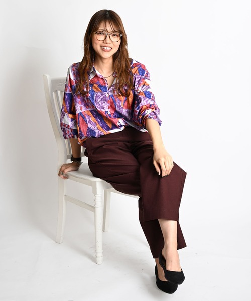 MARAI(マーライ)の「トライバル柄 長袖総柄シャツ オーバーサイズ(シャツ/ブラウス・レディース・パープル・SMALL/LARGE)」の8枚目の写真