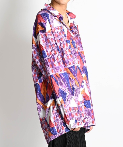MARAI(マーライ)の「トライバル柄 長袖総柄シャツ オーバーサイズ(シャツ/ブラウス・レディース・パープル・SMALL/LARGE)」の16枚目の写真
